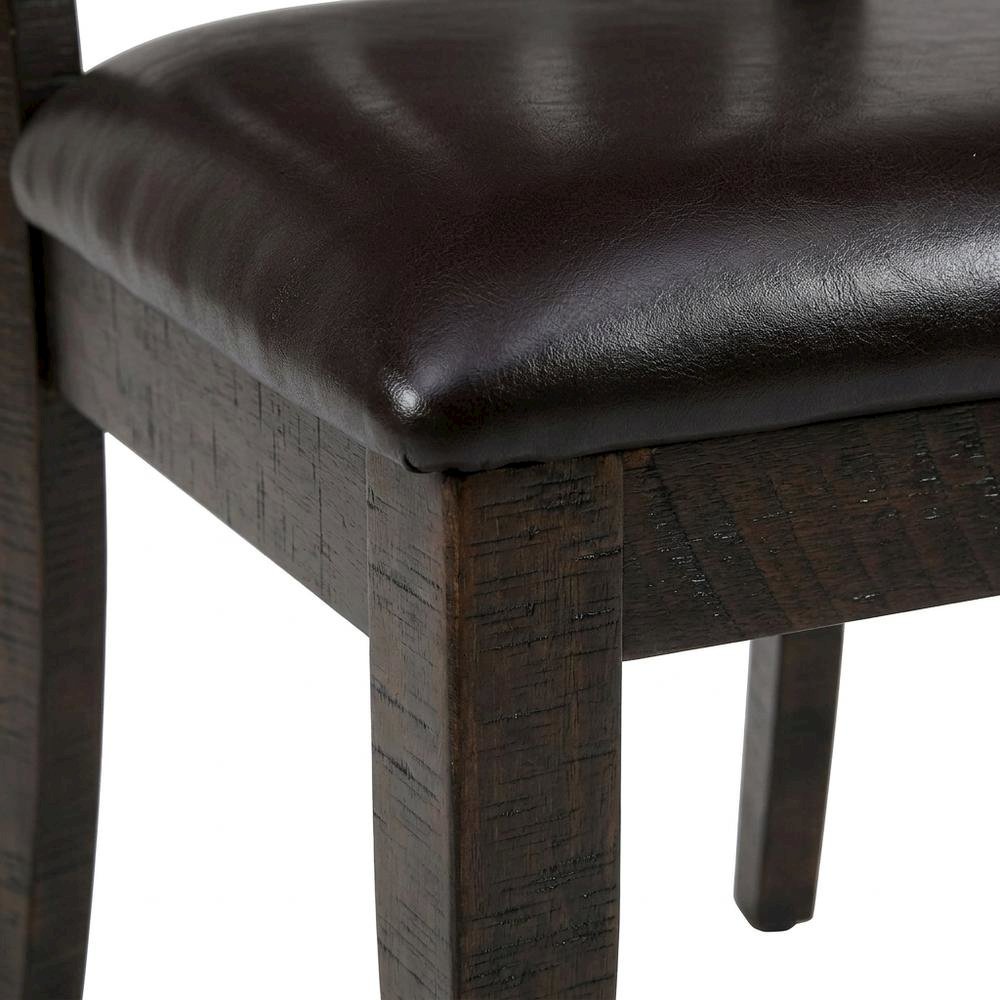 Solid Acacia Slat-Back Rustic Farmhouse Kitchen Dining Chair, Deep Chocolate, Set of 2. Picture 8