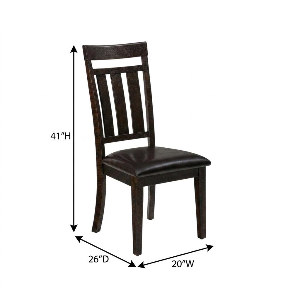 Solid Acacia Slat-Back Rustic Farmhouse Kitchen Dining Chair, Deep Chocolate, Set of 2. Picture 6