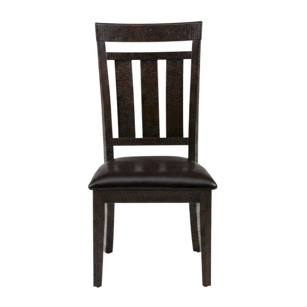 Solid Acacia Slat-Back Rustic Farmhouse Kitchen Dining Chair, Deep Chocolate, Set of 2. Picture 2