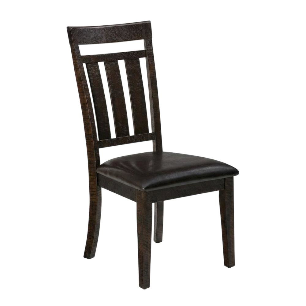 Solid Acacia Slat-Back Rustic Farmhouse Kitchen Dining Chair, Deep Chocolate, Set of 2. Picture 5