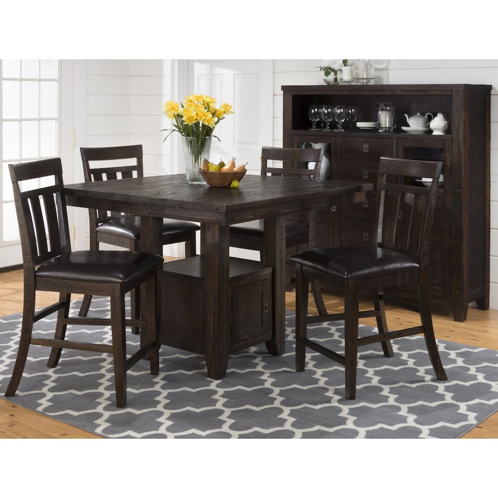 Distressed Rustic Solid Acacia Upholstered Slat-back Barstool (Set of 2). Picture 4