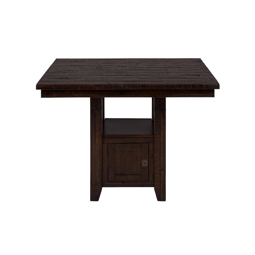 Kona Grove Distressed Rustic Solid Wood 48" Square Pub Table with Storage Base. Picture 1