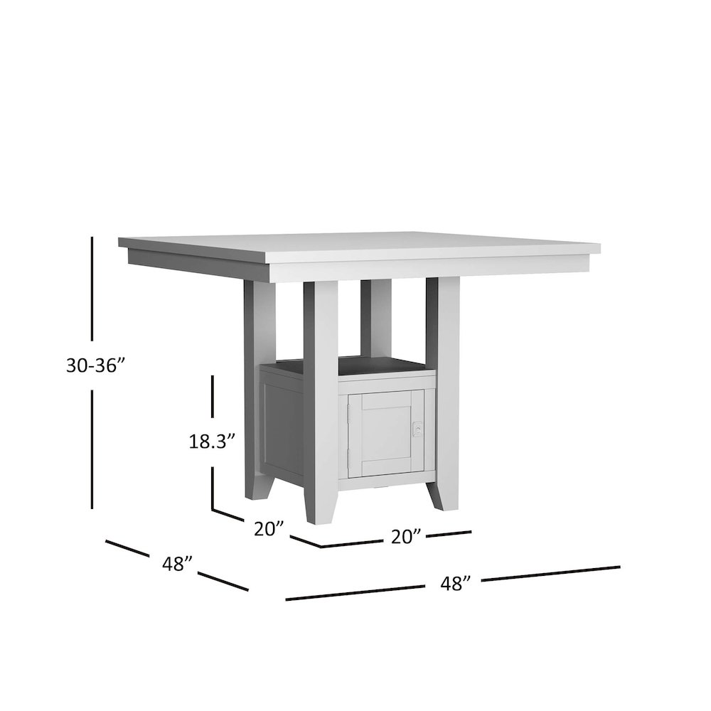 Kona Grove Distressed Rustic Solid Wood 48" Square Pub Table with Storage Base. Picture 4