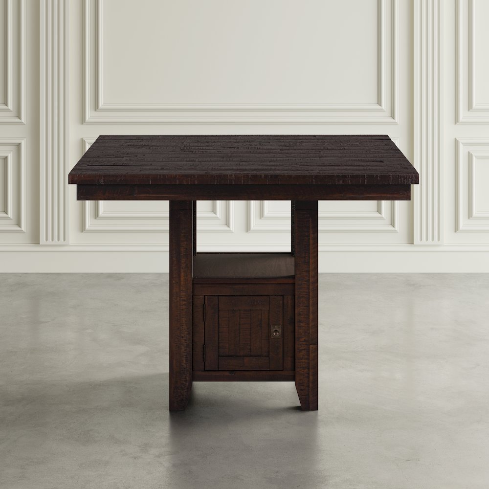 Kona Grove Distressed Rustic Solid Wood 48" Square Pub Table with Storage Base. Picture 5