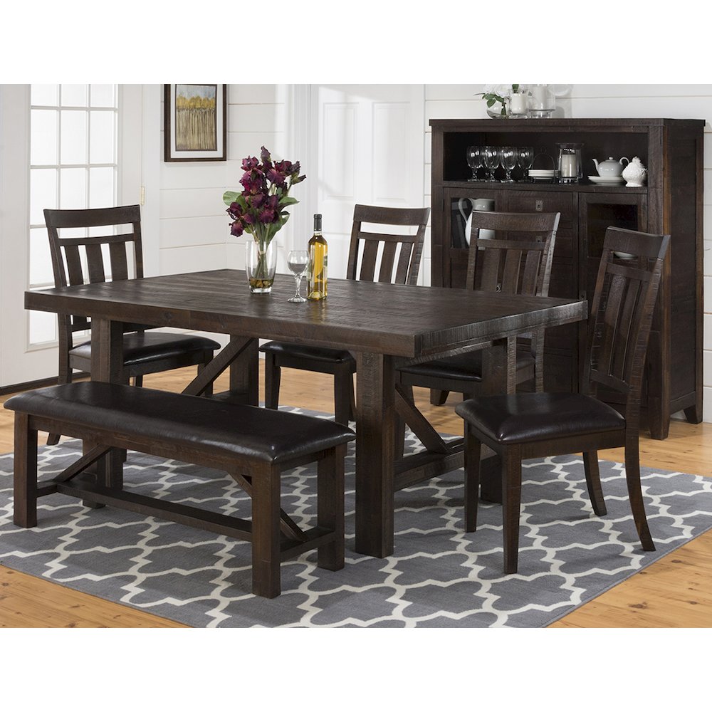 Kona Grove 79" Distressed Rustic Solid Wood Trestle Dining Table. Picture 7