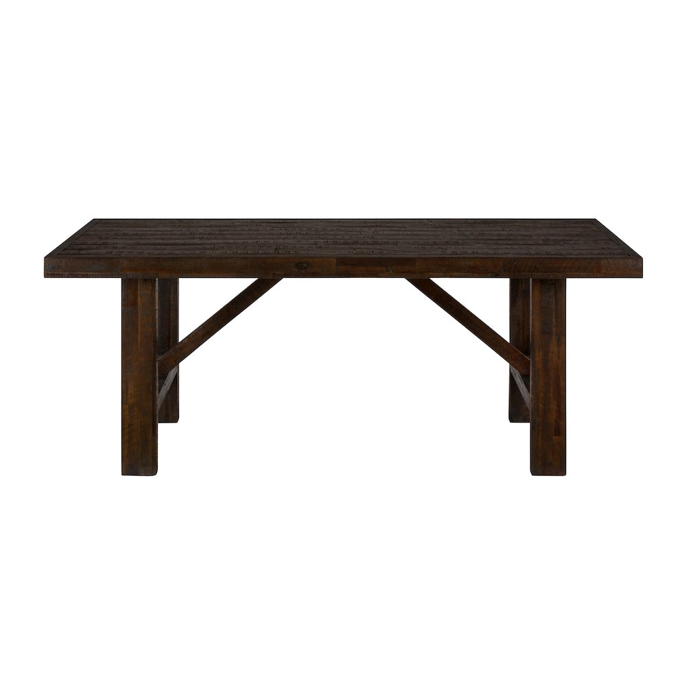 Kona Grove 79" Distressed Rustic Solid Wood Trestle Dining Table. Picture 1