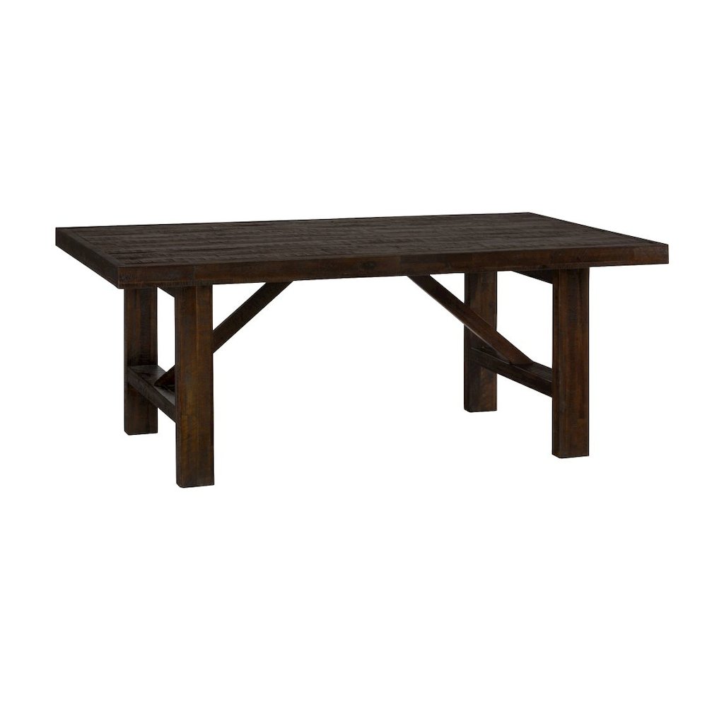 Kona Grove 79" Distressed Rustic Solid Wood Trestle Dining Table. Picture 2