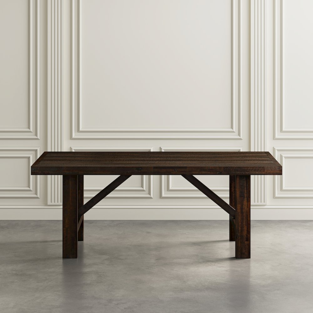 Kona Grove 79" Distressed Rustic Solid Wood Trestle Dining Table. Picture 5