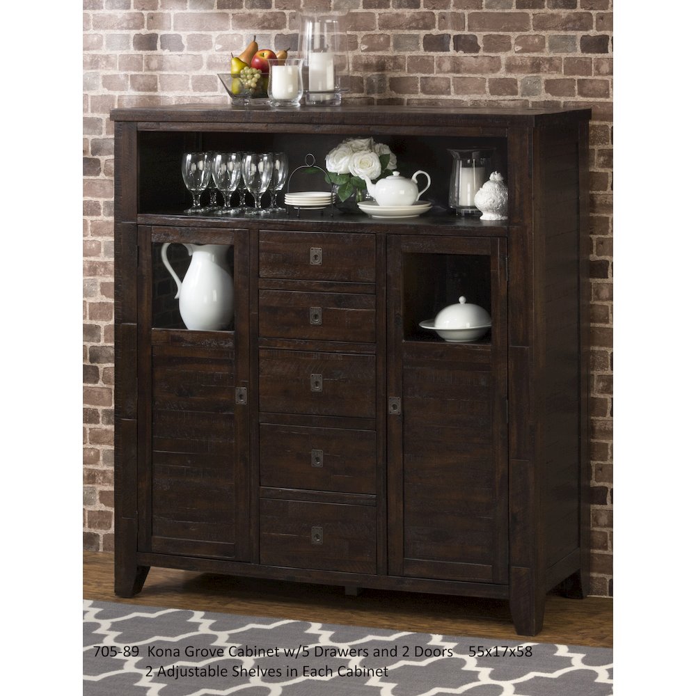 Kona Grove Distressed Rustic Solid Acacia Cabinet. Picture 7