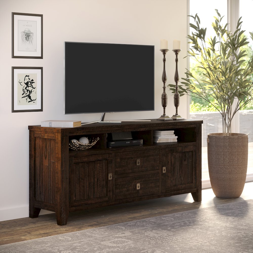 Kona Grove Distressed Rustic Solid Wood 60" Media Unit. Picture 2