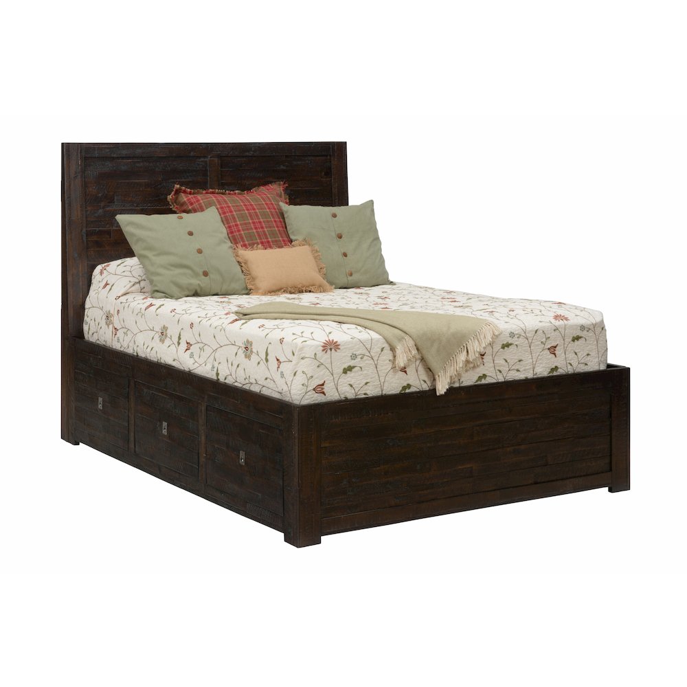 Kona Grove Distressed Rustic Solid Acacia Queen Storage Bed. Picture 3