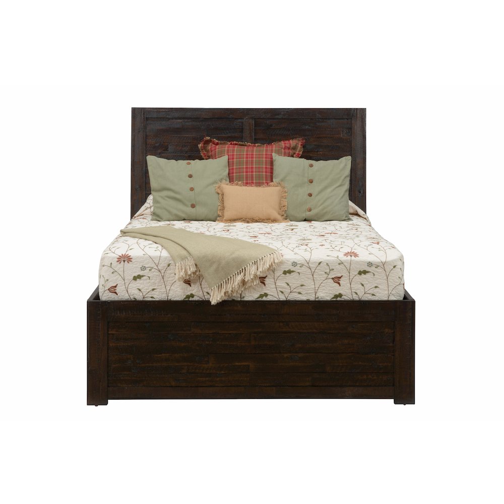 Kona Grove Distressed Rustic Solid Acacia Queen Storage Bed. Picture 1