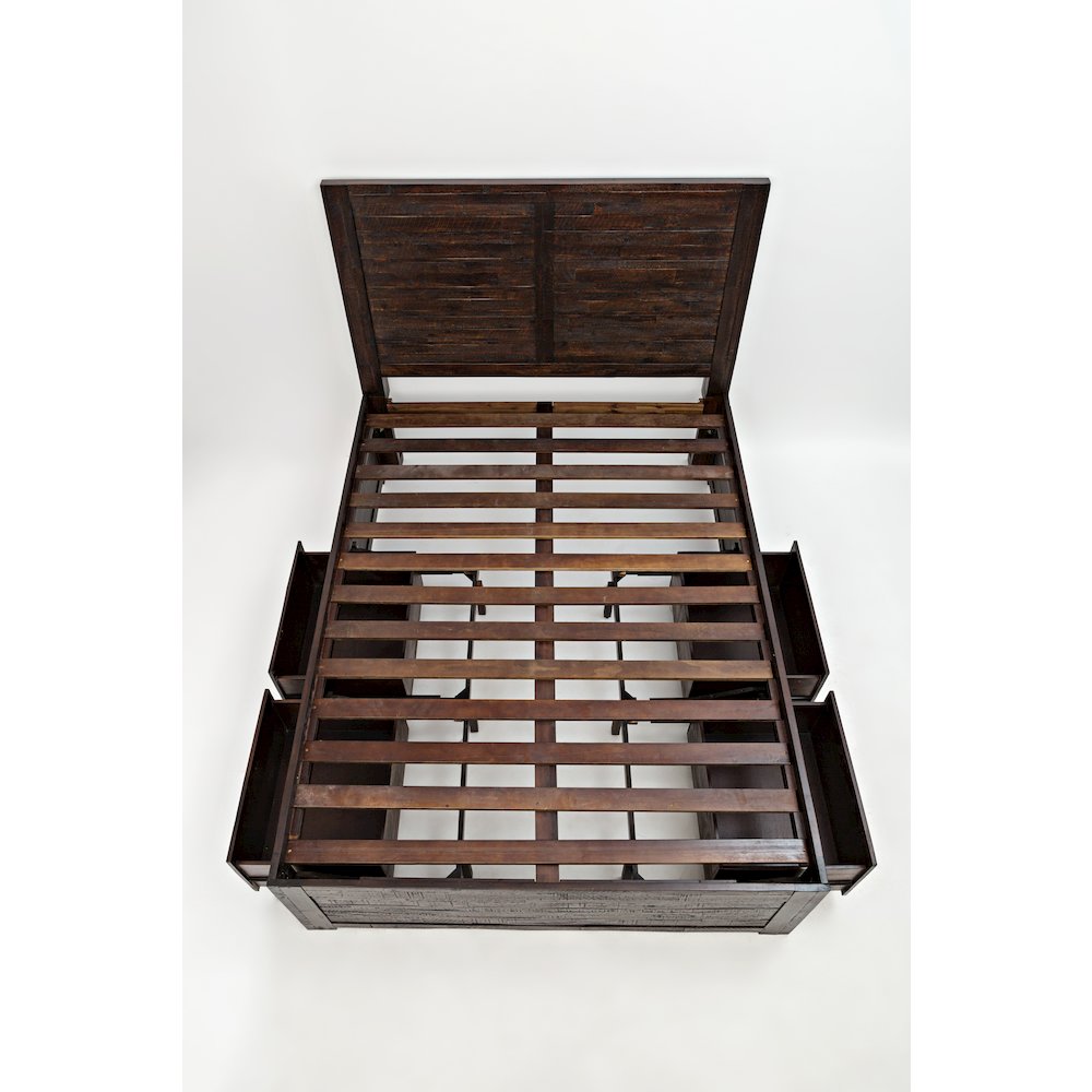 Kona Grove Distressed Rustic Solid Acacia Queen Storage Bed. Picture 5