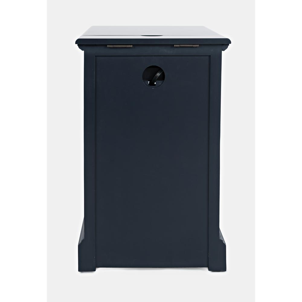 Blue Acacia End Table with USB Charging Station for Convenient Living Room Use. Picture 8