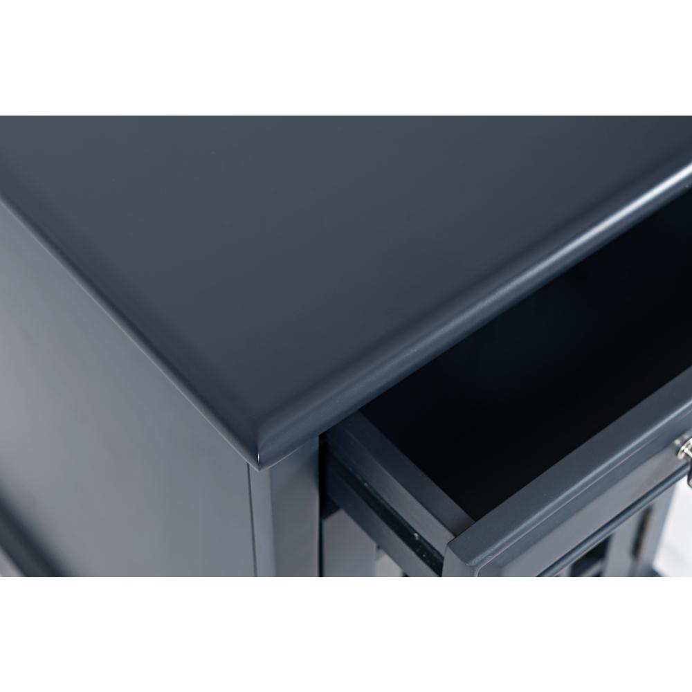 Blue Acacia End Table with USB Charging Station for Convenient Living Room Use. Picture 11