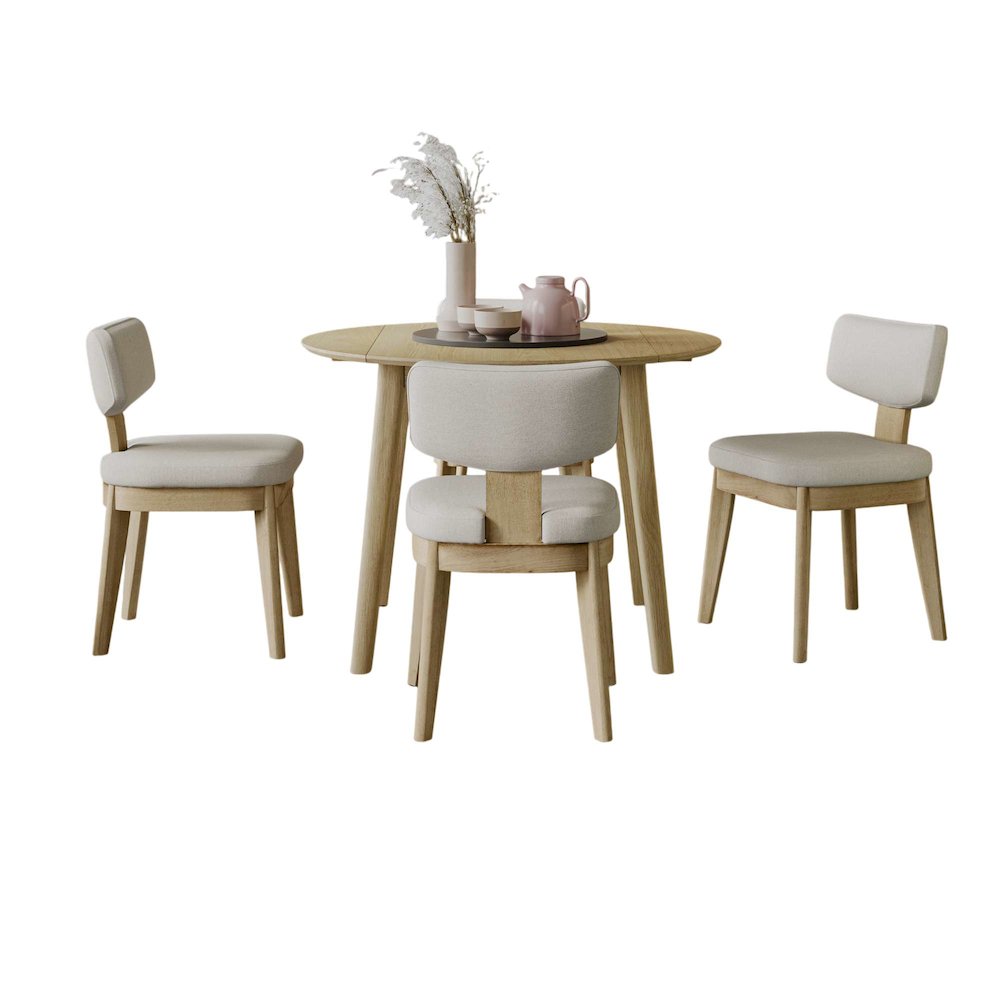 Percy 42" Contemporary 5-Pc Drop-Leaf Dining Set, Upholstered Chairs. Picture 1