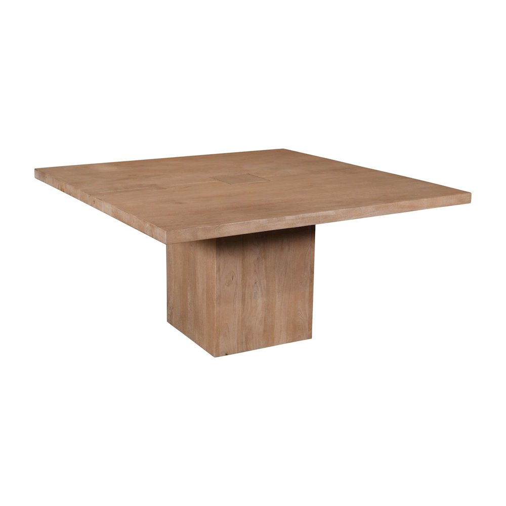 Sequoia 60" Square Rustic Solid Wood Butcher Block Pedestal Dining Table. Picture 3