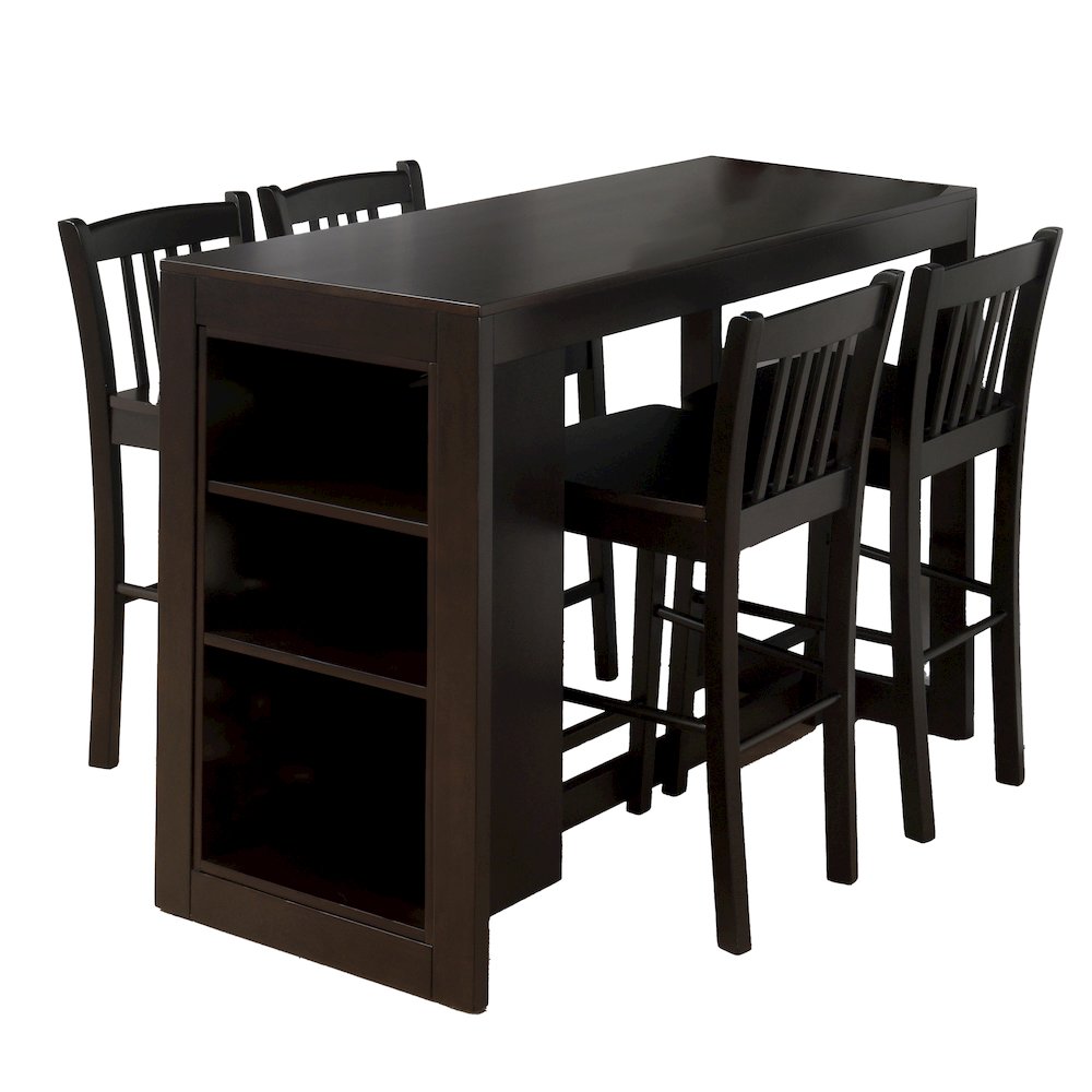 Five Piece Counter Height 48" Contemporary Dining Set. Picture 1