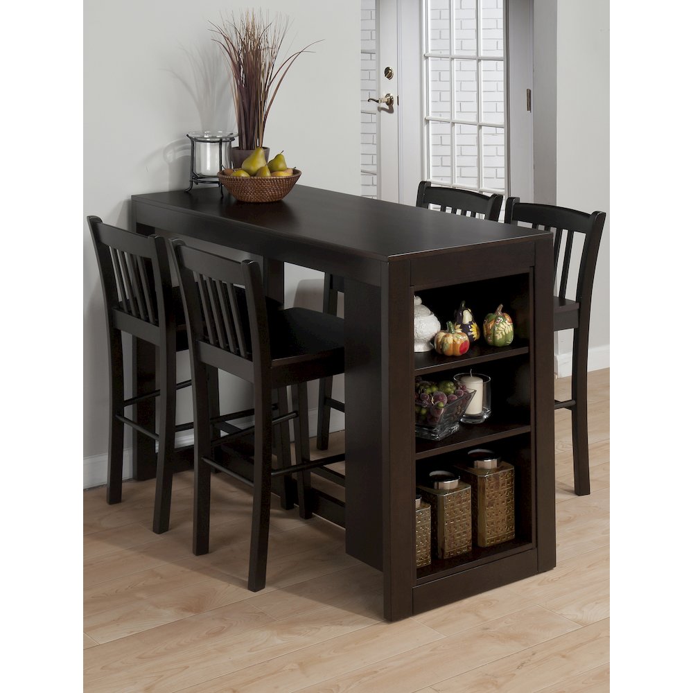 Tribeca Counter Height 48" Contemporary Dining Table with Built-In Shelving. Picture 7
