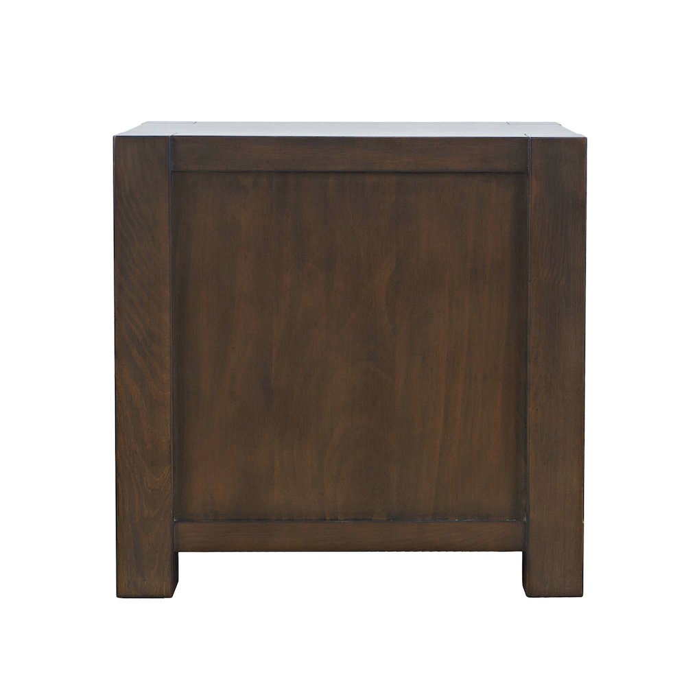 Brownstone Transitional Modern Block-Frame Chairside End Table, Storage Drawers. Picture 7