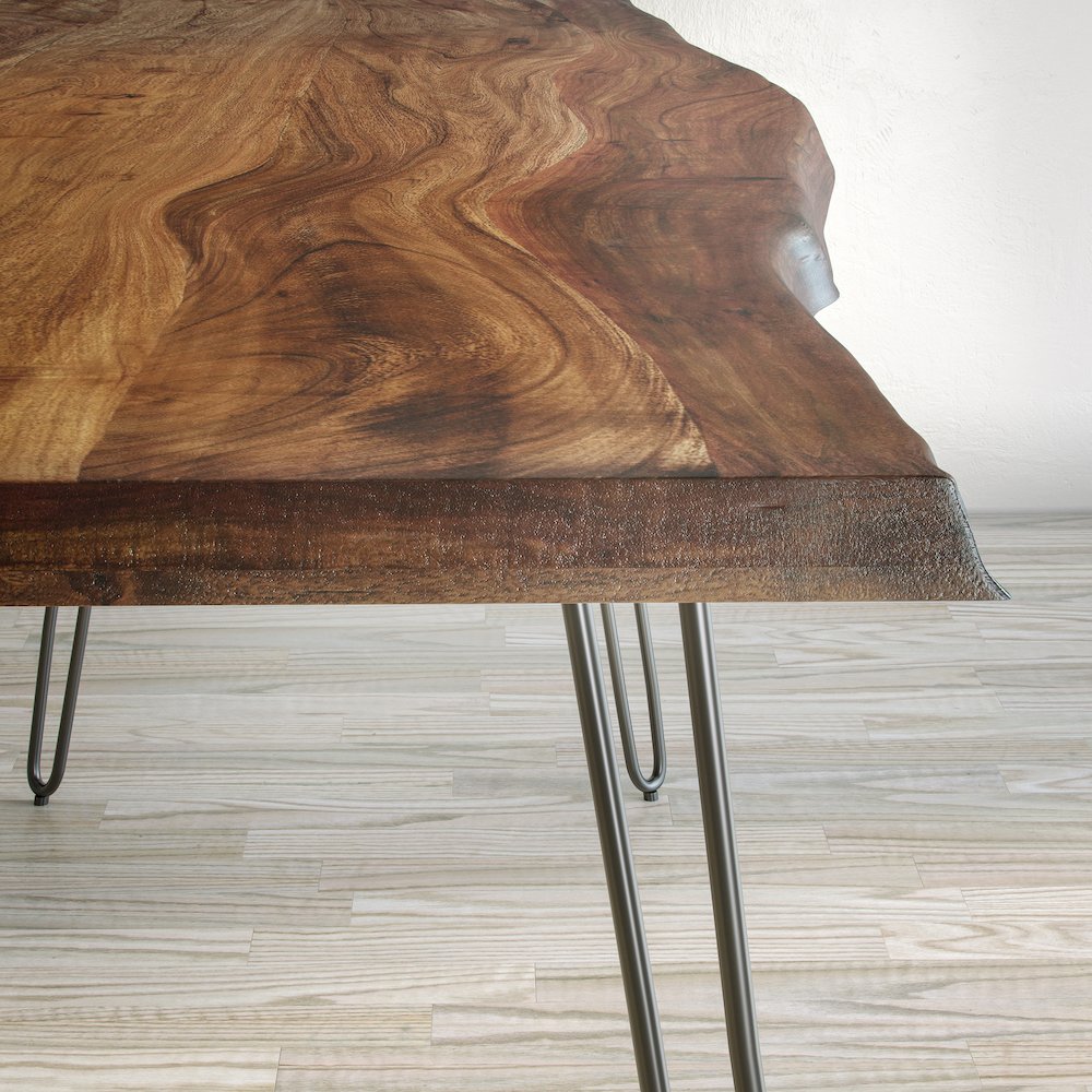 Nature's Edge Solid Acacia 79" Modern Live Edge Dining Table. Picture 6