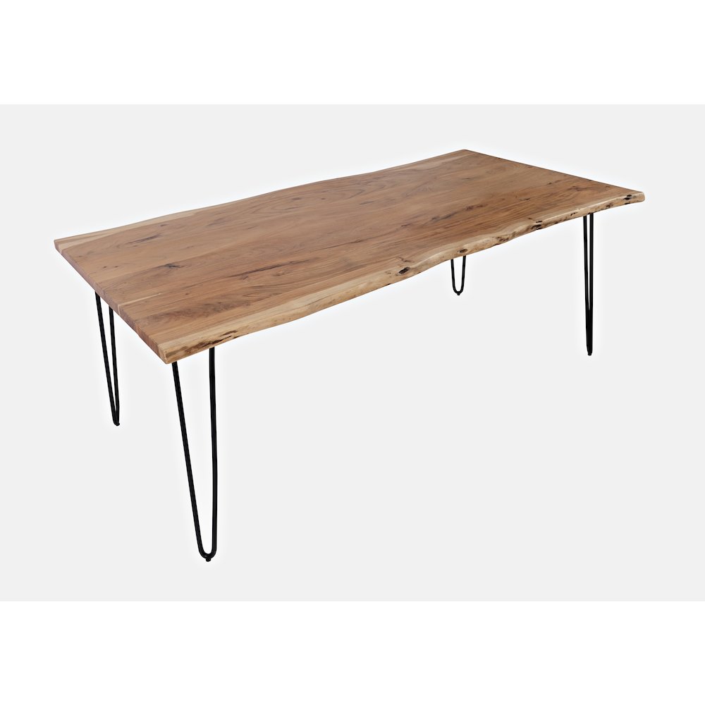 Five Piece Solid Acacia Dining Set with Upholstered Mid-Century Modern Chairs. Picture 5