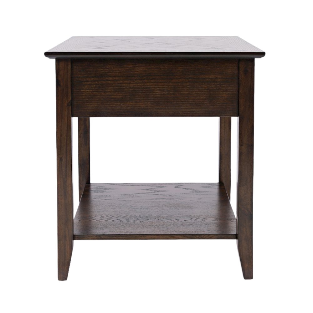 Espresso Brown Wooden End Table with Drawer, Elegant Side Table for Bedroom, 22". Picture 2