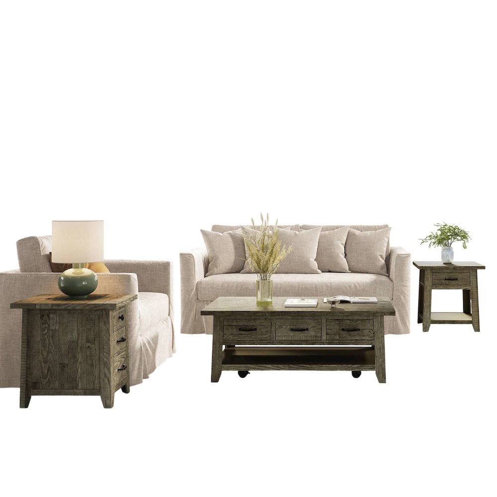 Telluride Rustic Farmhouse 3-Pc Living Room Coffee/End/USB Table Set. Picture 3