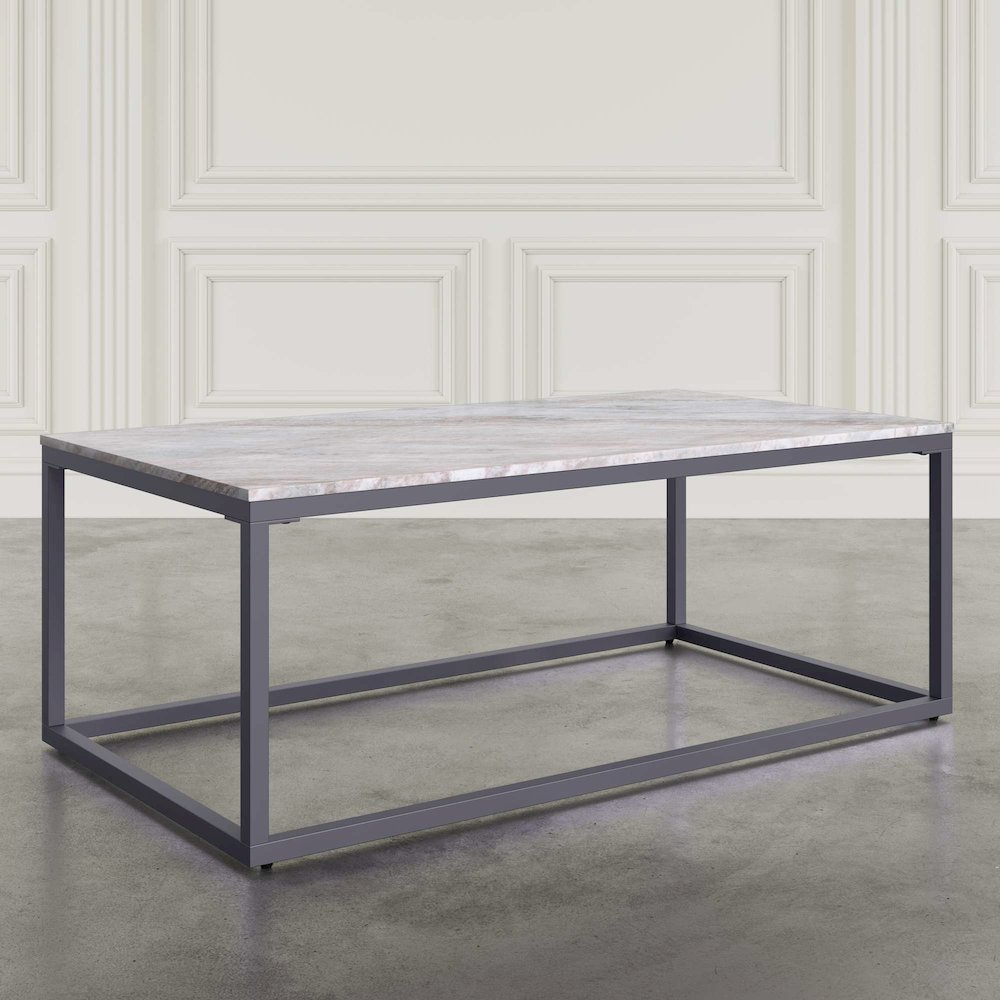 Wynn Modern Luxe 3-Pc Solid Marble Coffee and Matching End Tables Set. Picture 5