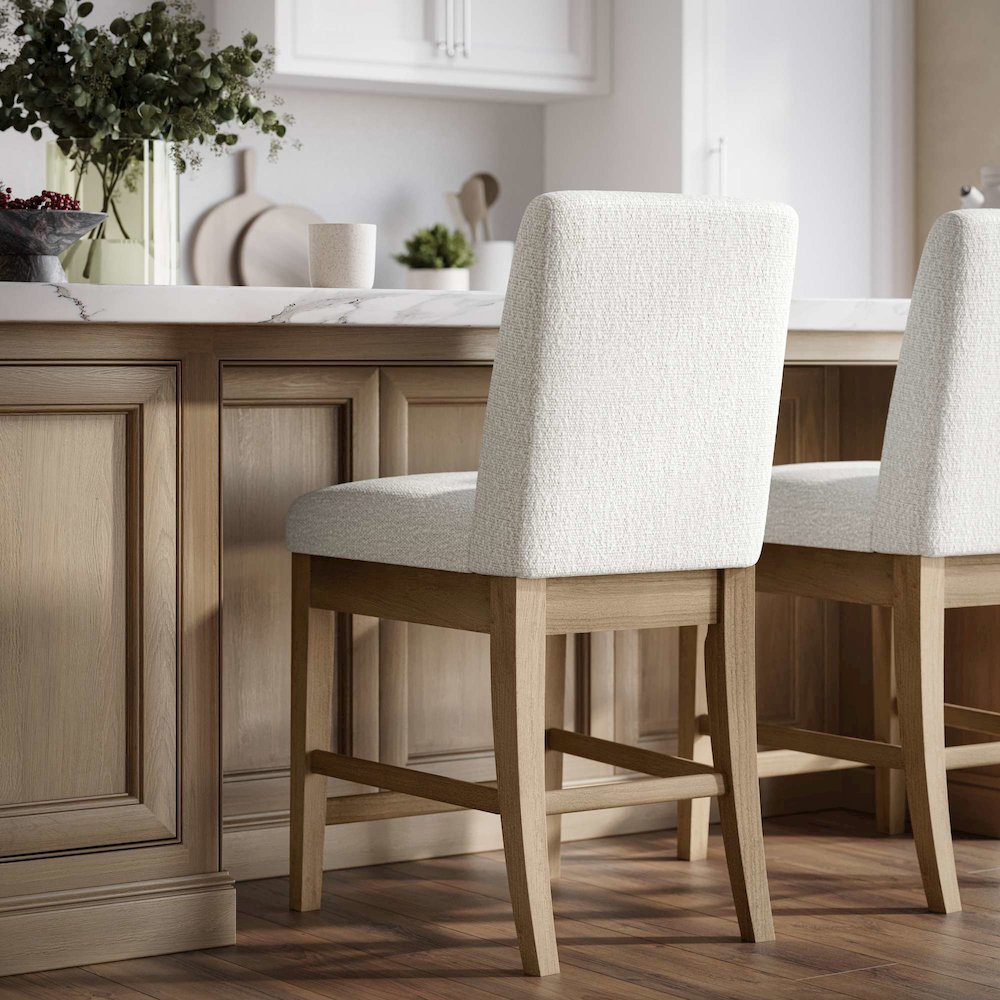 Sequoia Modern Rustic Solid Wood Upholstered Parsons Counter Stool (Set of 2). Picture 2