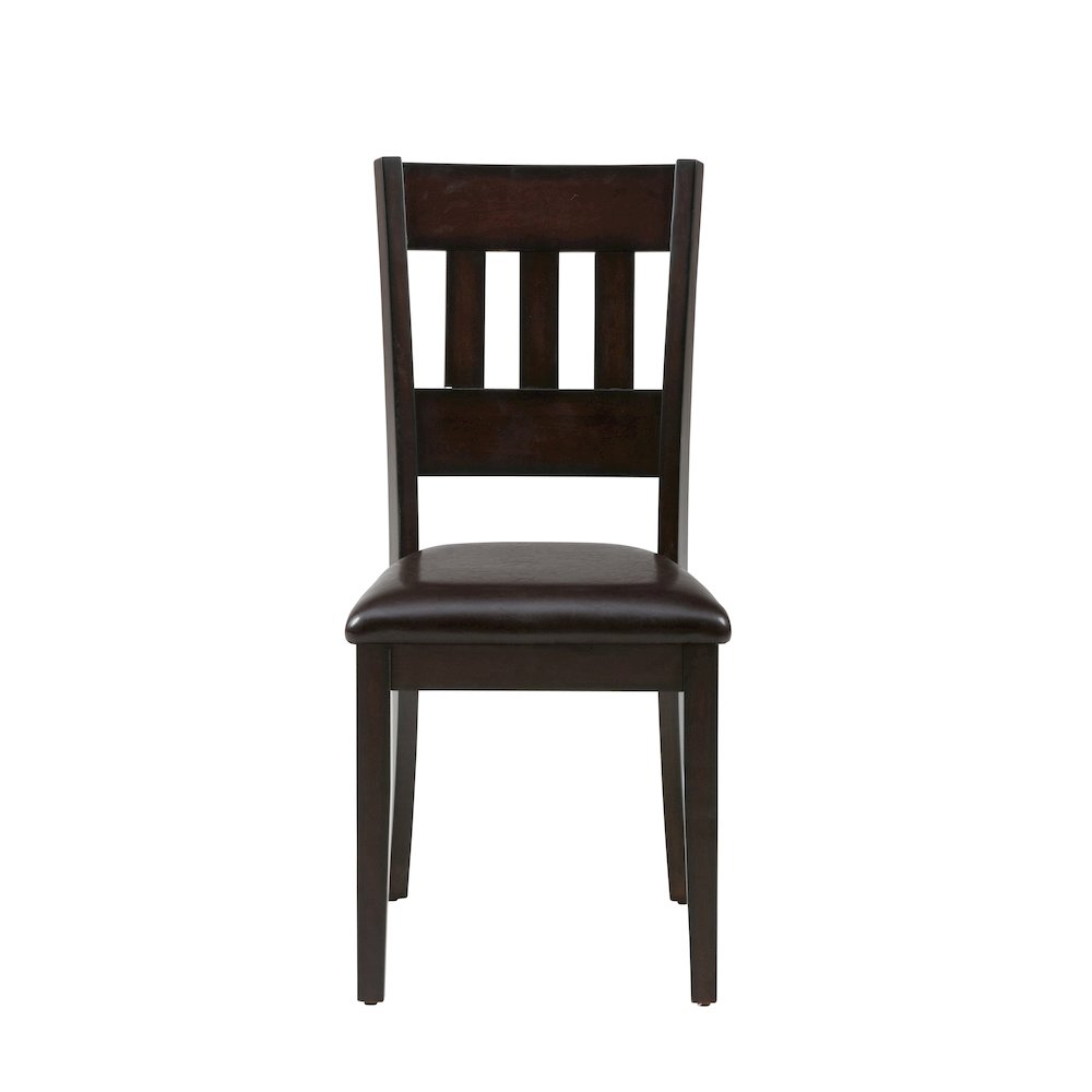 Dark Rustic Prairie Five Piece Dining Set - Table and 4 Faux Leather Chairs. Picture 4