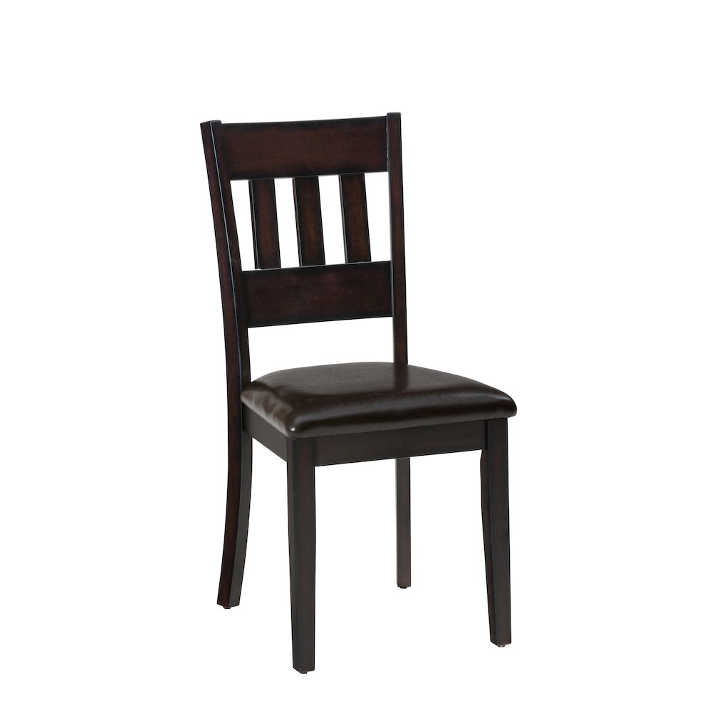 Dark Rustic Prairie Five Piece Dining Set - Table and 4 Faux Leather Chairs. Picture 2