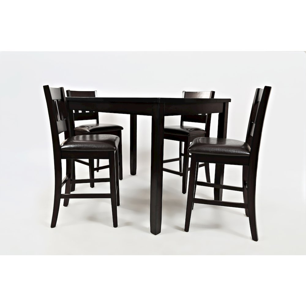 Five Piece Counter Height Dining Set - Table and 4 Faux Leather Stools. Picture 2