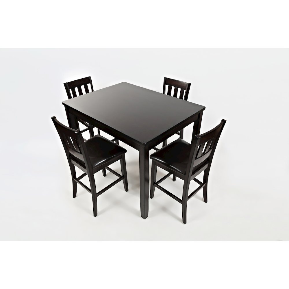 Five Piece Counter Height Dining Set - Table and 4 Faux Leather Stools. Picture 1