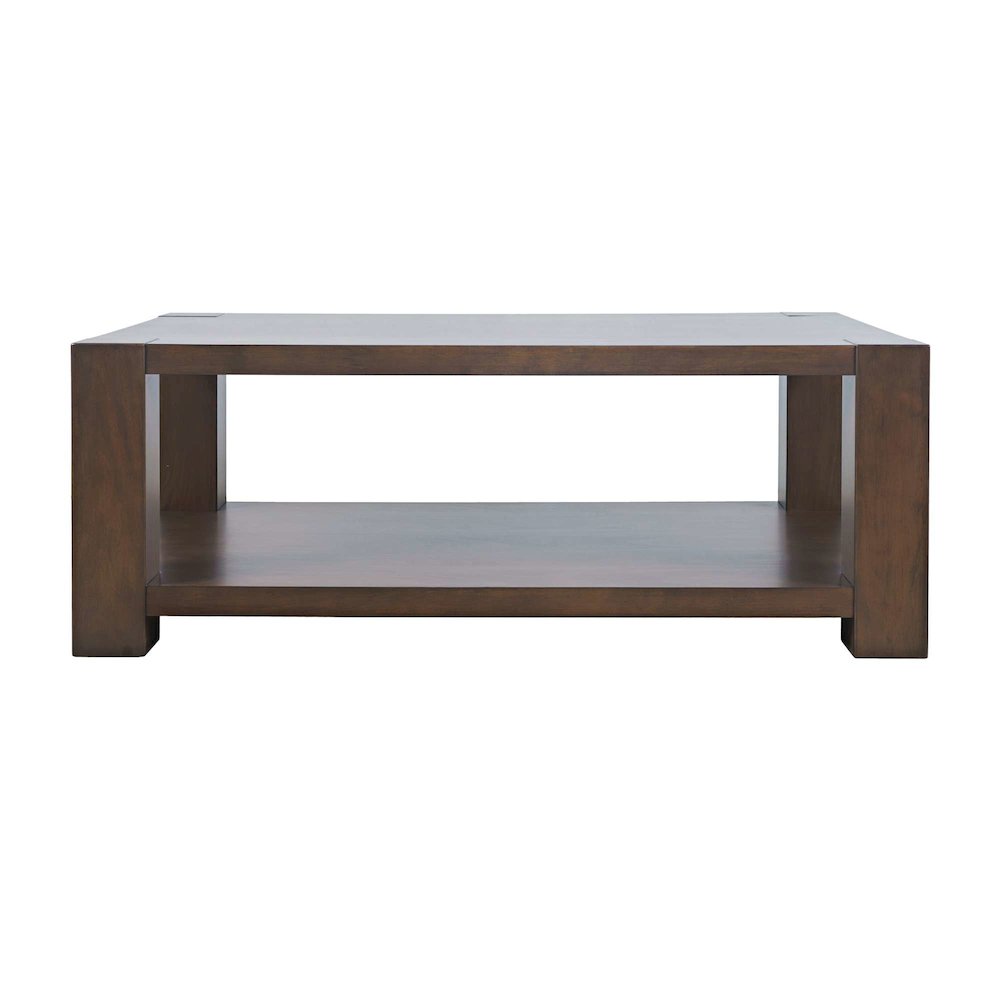 Brownstone 50" Transitional Modern Block-Frame Coffee Table, Storage and Wheels. Picture 1