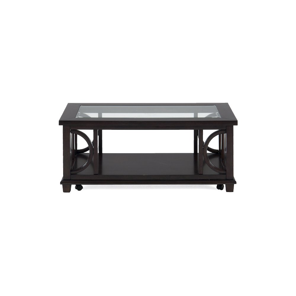 Panama Brown Contemporary Wood and Glass Coffee Table. Picture 1