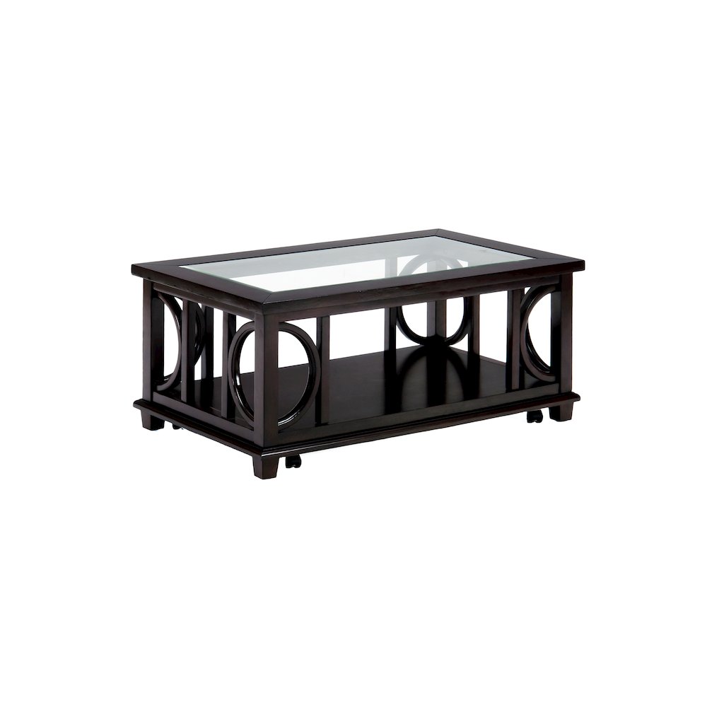 Panama Brown Contemporary Wood and Glass Coffee Table. Picture 2