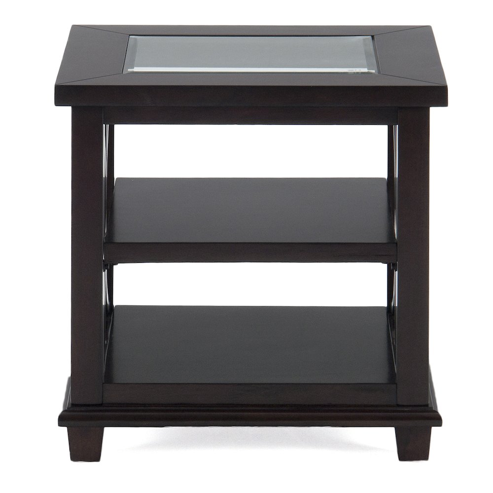 Panama Brown Contemporary Wood and Glass End Table. Picture 1