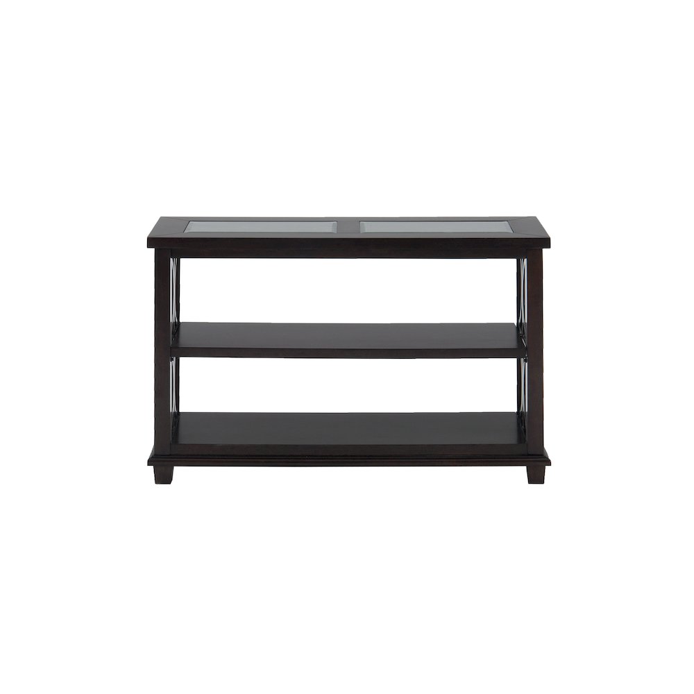 Panama Brown Contemporary Wood and Glass Sofa Table. Picture 1
