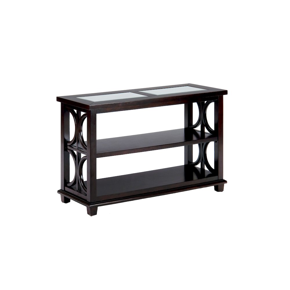 Panama Brown Contemporary Wood and Glass Sofa Table. Picture 2