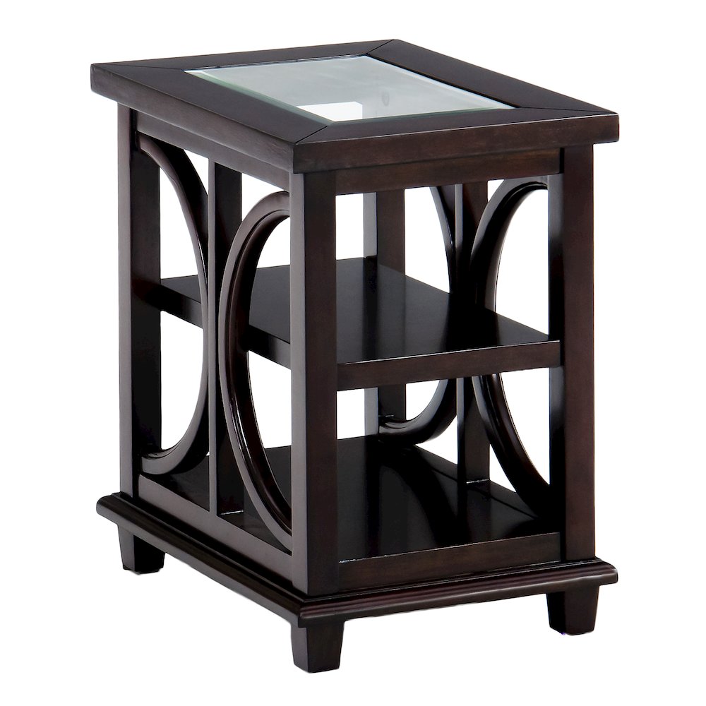 Panama Brown Contemporary Wood and Glass Small End Table. Picture 2
