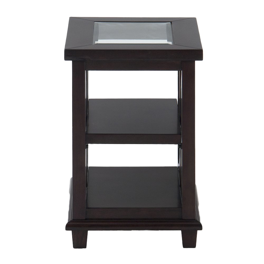 Panama Brown Contemporary Wood and Glass Small End Table. Picture 1