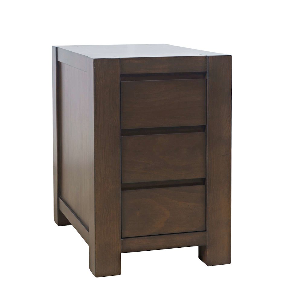 Brownstone Transitional Modern Block-Frame Chairside End Table, Storage Drawers. Picture 3