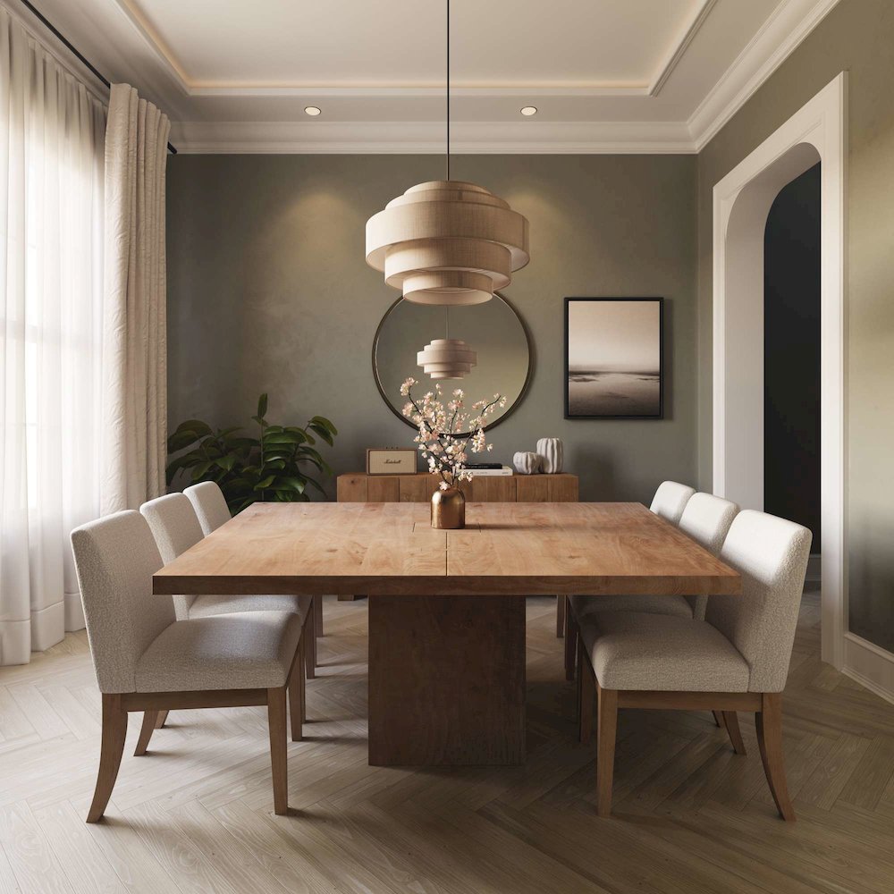 Sequoia 60" Square Rustic Solid Wood Butcher Block Pedestal Dining Table. Picture 2