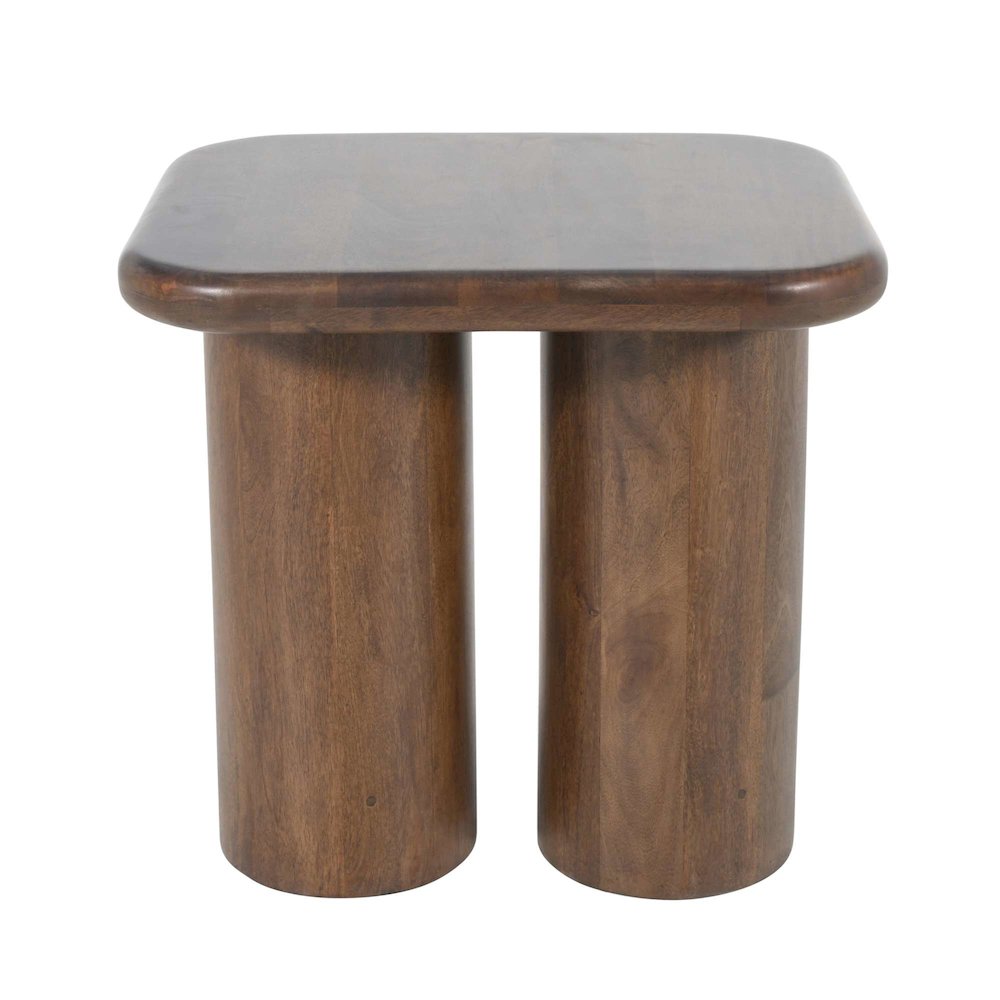 Mandara Global Modern Solid Wood Pillar Double Pedestal End Table. Picture 5