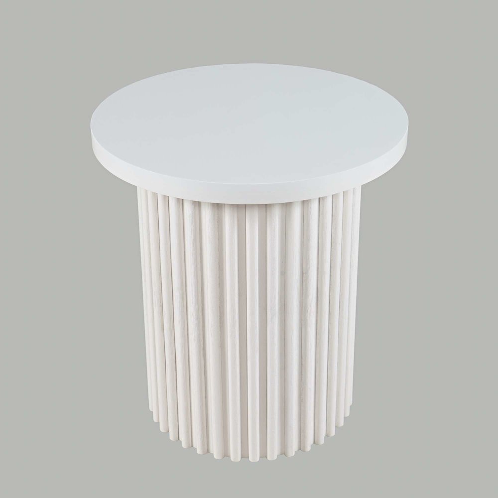 Auden Three Piece Mid-Century Modern Fluted Living Room Coffee and End Table Set. Picture 6