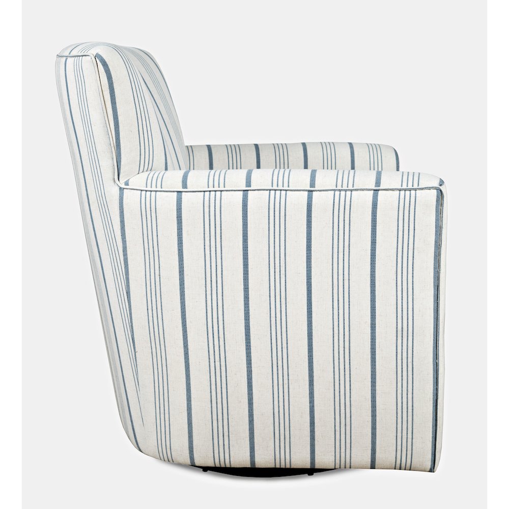 Blue Swivel Accent Chair with Rubberwood Frame and Upholstered Seat. Picture 4