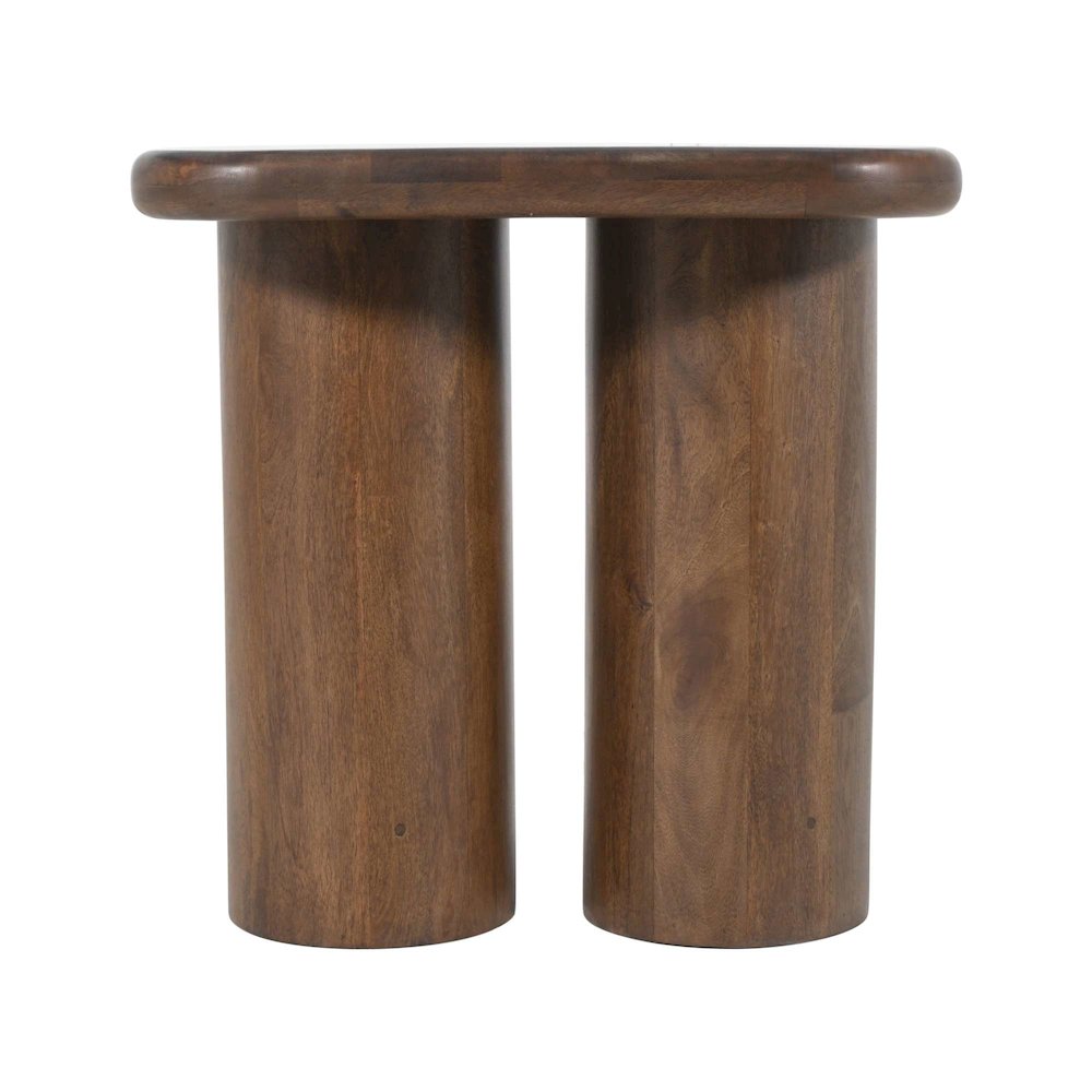 Mandara Global Modern Solid Wood Pillar Double Pedestal End Table. Picture 1
