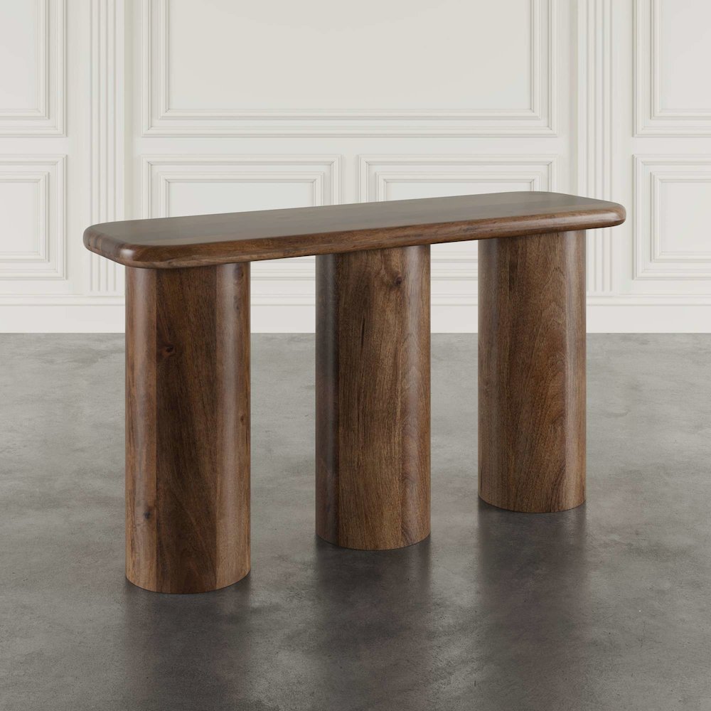 Mandara Global Modern 54" Solid Wood Pillar Sofa Console Table. Picture 10