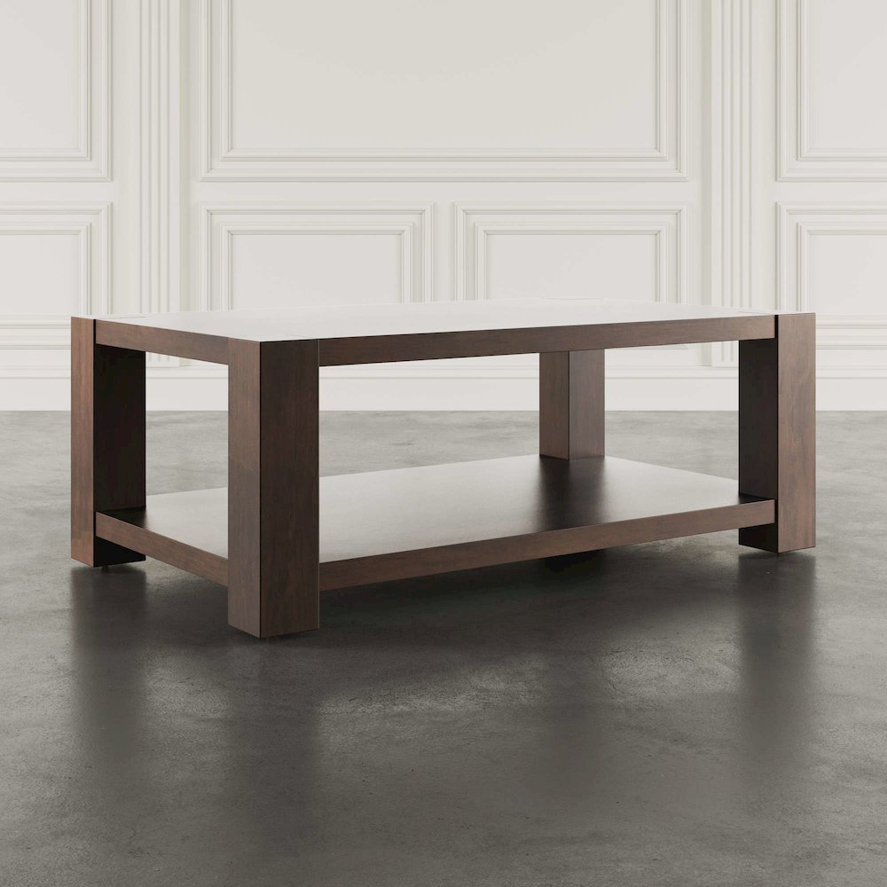 Brownstone 50" Transitional Modern Block-Frame Coffee Table, Storage and Wheels. Picture 9